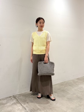 「アイテム（かごバッグ）」を使った、關（seki）さん（レディース・154cm）の夏コーディネート