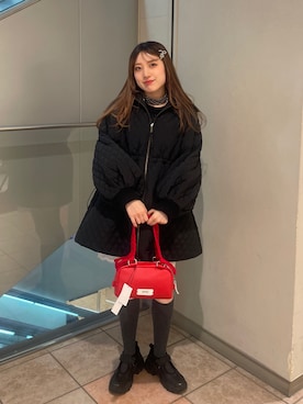 「CIAOPANIC（チャオパニック）のアイテム（その他アウター）」を使った、小林亜弥さん（レディース・158cm）の冬コーディネート