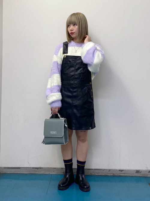 セール】FAUX LEATHER MINI JUMPER SKIRT（ジャンパースカート