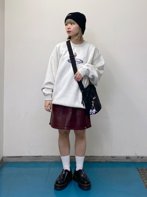 セール】FAUX LEATHER MINI JUMPER SKIRT（ジャンパースカート