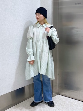 「MILKFED.」｜「アイテム（ワンピース/ドレス）」を使った、ちさん（レディース・152cm）の春コーディネート