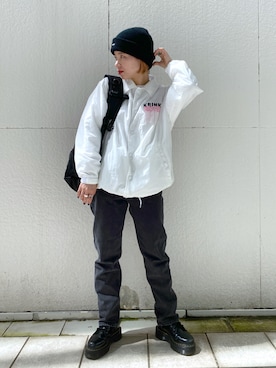 「MILKFED.」｜「アイテム（ナイロンジャケット）」を使った、ちさん（レディース・152cm）の秋コーディネート