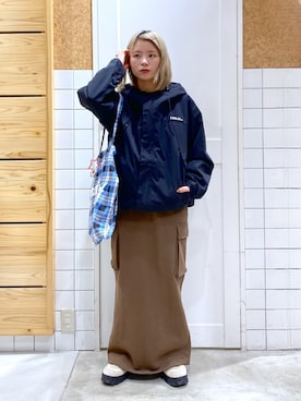 「MILKFED.」｜「アイテム（マウンテンパーカー）」を使った、ちさん（レディース・152cm）の秋コーディネート