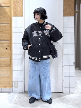 「アイテム（スタジャン）」を使った、ちさん（レディース・152cm）の秋コーディネート