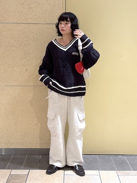 「アイテム（ポーチ）」を使った、ちさん（レディース・152cm）の秋コーディネート