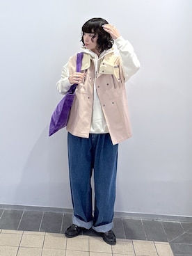 「アイテム（トートバッグ、パープル系）」を使った、ちさん（レディース・152cm）の秋コーディネート