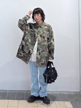 「アイテム（ミリタリージャケット）」を使った、ちさん（レディース・152cm）の秋コーディネート