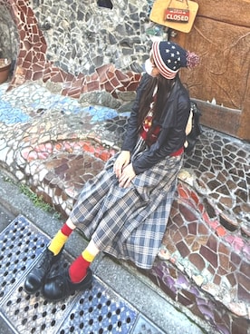 「アイテム（ライダースジャケット）」を使った、あっぷるぱい2024さん（レディース・157cm）の秋コーディネート