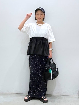 「LEPSIM（レプシィム）の【NEW ERA】ダメージ加工キャップ　617004（キャップ、ブルー系）」を使った、hiromiさん（レディース・158cm）の春コーディネート