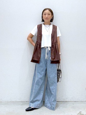 「アイテム（ベスト）」を使った、hiromiさん（レディース・158cm・40代）の夏コーディネート