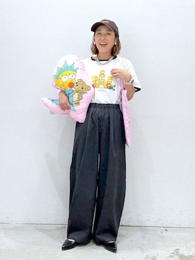 「LEPSIM（レプシィム）のウォッシュロゴキャップ　499795（キャップ）」を使った、hiromiさん（レディース・158cm・40代）の夏コーディネート