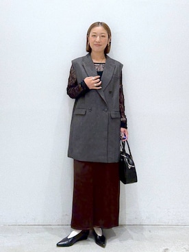 「アイテム（その他アウター、グレー系）」を使った、hiromiさん（レディース・158cm）の秋コーディネート