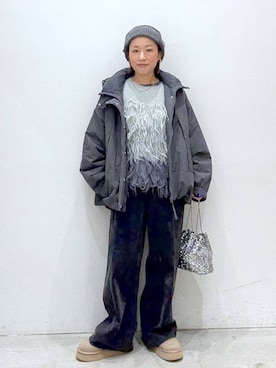 「アイテム（ニットキャップ/ビーニー）」を使った、hiromiさん（レディース・158cm・40代）の冬コーディネート