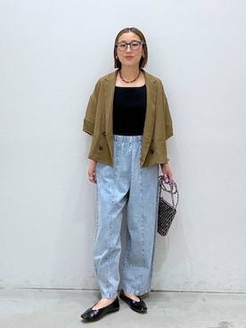 「LEPSIM（レプシィム）のソフトクッションパンプス　638849（パンプス、ブラック系）」を使った、hiromiさん（レディース・158cm）の春コーディネート