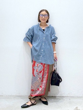 「スカーフ」｜「アイテム（財布/小物）」を使った、hiromiさん（レディース・158cm）の夏コーディネート