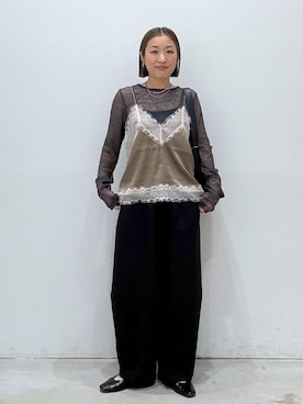 「LEPSIM（レプシィム）のソフトクッションパンプス　638849（パンプス、ブラック系）」を使った、hiromiさん（レディース・158cm）の春コーディネート