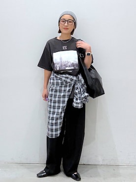 「LEPSIM（レプシィム）のソフトクッションパンプス　638849（パンプス、ブラック系）」を使った、hiromiさん（レディース・158cm）の春コーディネート