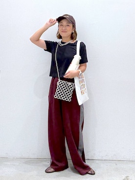 「アイテム（キャップ）」を使った、hiromiさん（レディース・158cm・40代）の夏コーディネート