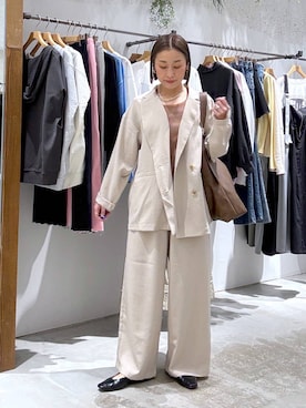 「LEPSIM（レプシィム）のソフトクッションパンプス　638849（パンプス、ブラック系）」を使った、hiromiさん（レディース・158cm）の春コーディネート