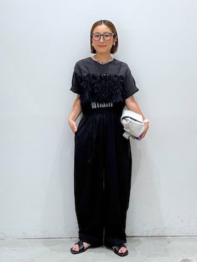 「LEPSIM（レプシィム）のアソートビスチェ　1044015（その他トップス、ブラック系）」を使った、hiromiさん（レディース・158cm）の夏コーディネート