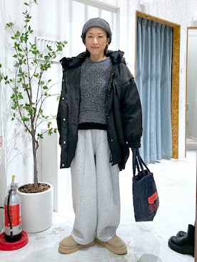 「アイテム（ニットキャップ/ビーニー）」を使った、hiromiさん（レディース・158cm・40代）の冬コーディネート