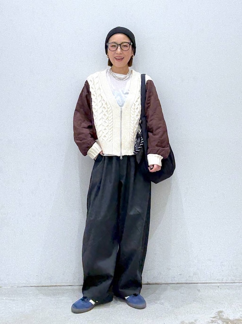 3.5ゲージキルトコンビZIPカーディガン 590724（カーディガン/ボレロ