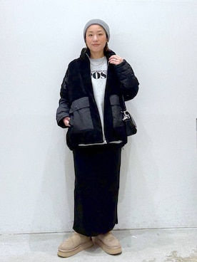 「アイテム（ニットキャップ/ビーニー）」を使った、hiromiさん（レディース・158cm・40代）の冬コーディネート