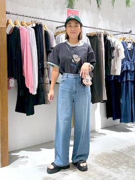 「アイテム（キャップ）」を使った、hiromiさん（レディース・158cm・40代）の夏コーディネート
