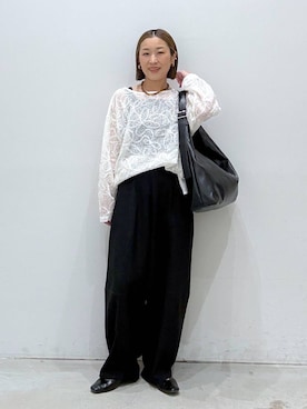 「LEPSIM（レプシィム）のソフトクッションパンプス　638849（パンプス、ブラック系）」を使った、hiromiさん（レディース・158cm）の春コーディネート