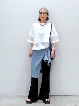 「LEPSIM（レプシィム）のアイテム（トートバッグ）」を使った、hiromiさん（レディース・158cm）の夏コーディネート