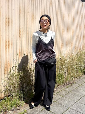 「LEPSIM（レプシィム）のソフトクッションパンプス　638849（パンプス、ブラック系）」を使った、hiromiさん（レディース・158cm）の春コーディネート