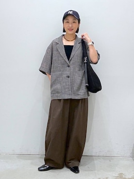 「LEPSIM（レプシィム）の【NEW ERA】ダメージ加工キャップ　617004（キャップ、ブルー系）」を使った、hiromiさん（レディース・158cm）の春コーディネート
