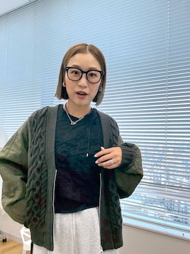 「LEPSIM（レプシィム）の3.5ゲージキルトコンビZIPカーディガン　590724（カーディガン/ボレロ）」を使った、hiromiさん（レディース・158cm・40代）の秋コーディネート