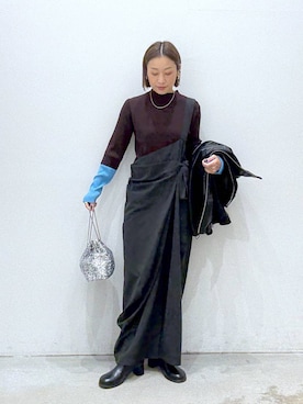 「LEPSIM」｜「アイテム（つなぎ/オールインワン）」を使った、hiromiさん（レディース・158cm）の冬コーディネート