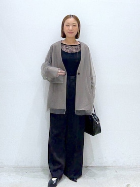 「アイテム（ノーカラージャケット）」を使った、hiromiさん（レディース・158cm）の秋コーディネート