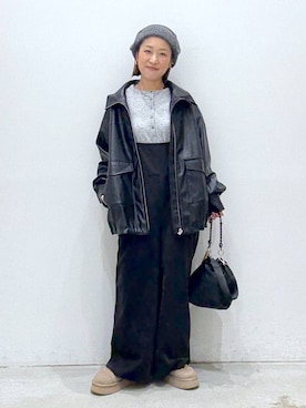 「アイテム（サロペット/オーバーオール）」を使った、hiromiさん（レディース・158cm・40代）の冬コーディネート