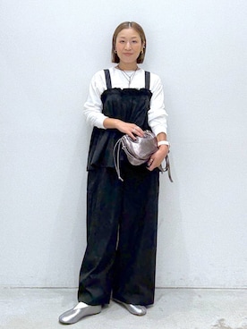 「アイテム（オールインワン・サロペット）」を使った、hiromiさん（レディース・158cm）の秋コーディネート