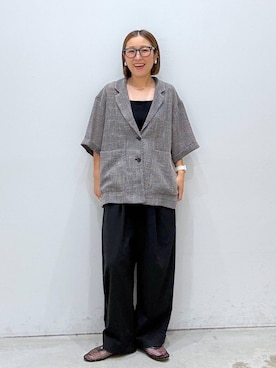 「LEPSIM（レプシィム）のカラービーズショートネックレス　1023666（ネックレス、ブルー系）」を使った、hiromiさん（レディース・158cm）の夏コーディネート