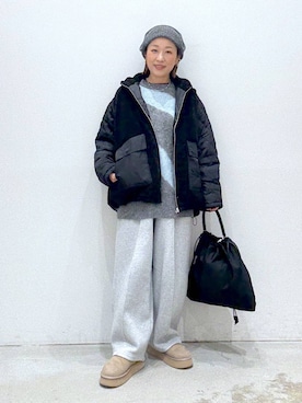 「アイテム（スウェットパンツ）」を使った、hiromiさん（レディース・158cm・40代）の冬コーディネート