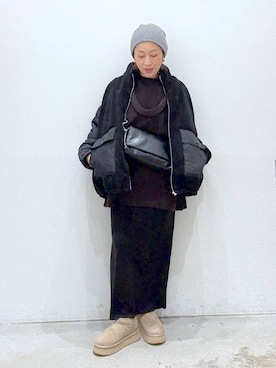 「おでかけ」｜「アイテム（帽子）」を使った、hiromiさん（レディース・158cm）の冬コーディネート