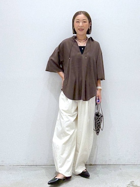 「アイテム（ショルダーバッグ）」を使った、hiromiさん（レディース・158cm・40代）の夏コーディネート