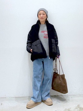 「アイテム（ニットキャップ/ビーニー）」を使った、hiromiさん（レディース・158cm・40代）の冬コーディネート