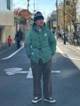 「アイテム（帽子、ブルー系）」を使った、エディバウアー吉祥寺さん（メンズ・171cm）の冬コーディネート