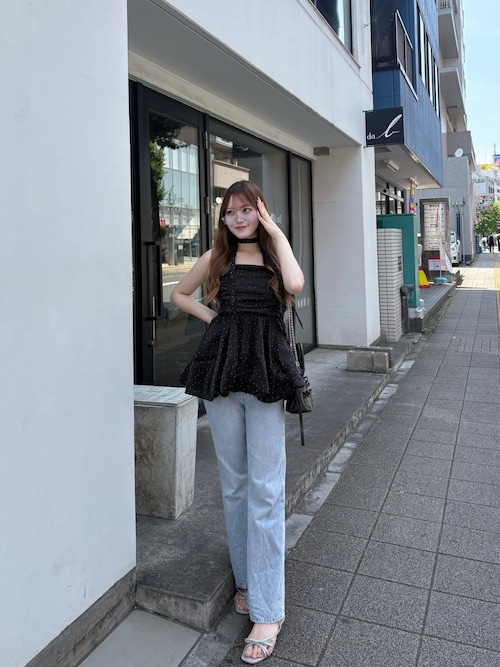 Chico ドットチュールペプラムブラウス ブラック WEB限定】ドットチュールペプラムブラウス（シャツ/ブラウス
