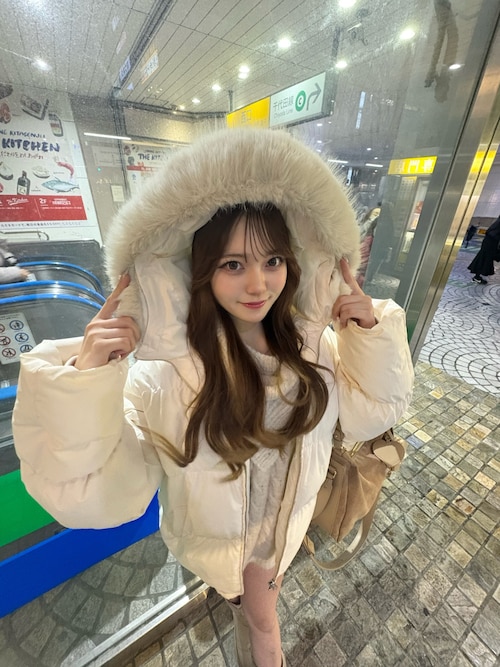 4色展開】ファー取り外しミドルルーズ中綿ブルゾン（その他アウター