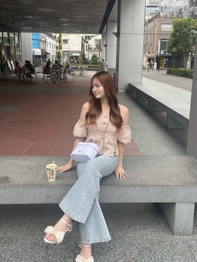 「Chico（チコ）のアイテム（デニムパンツ）」を使った、reiraさん（レディース・160cm）の夏コーディネート