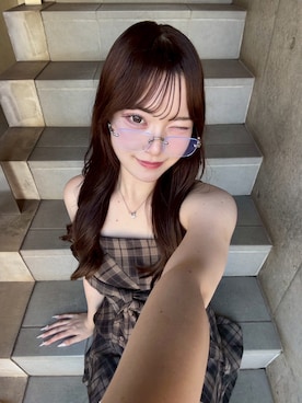 「チェックワンピース」｜「アイテム（ワンピース/ドレス）」を使った、reiraさん（レディース・160cm）の夏コーディネート
