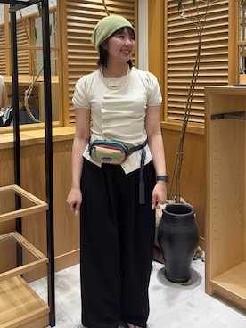 「KBF（ケイビーエフ）のアシメトリーデザインカットソー（Tシャツ/カットソー、ホワイト系）」を使った、kotoneさん（レディース・165cm）の夏コーディネート