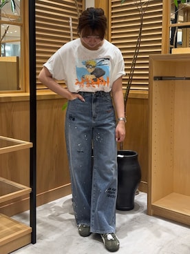 「URBAN RESEARCH（アーバンリサーチ）の『別注』PICCADILLY×URBAN RESEARCH　刺繍デニムパンツ（デニムパンツ、ブルー系）」を使った、kotoneさん（レディース・165cm）の夏コーディネート
