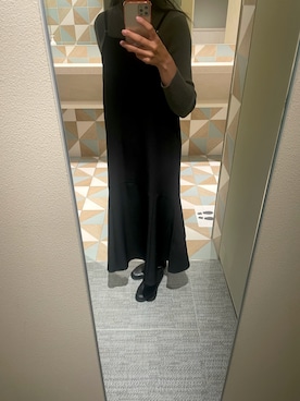 「ハイネックニット」｜「アイテム（レインシューズ）」を使った、YUKAさん（レディース・168cm）の秋コーディネート